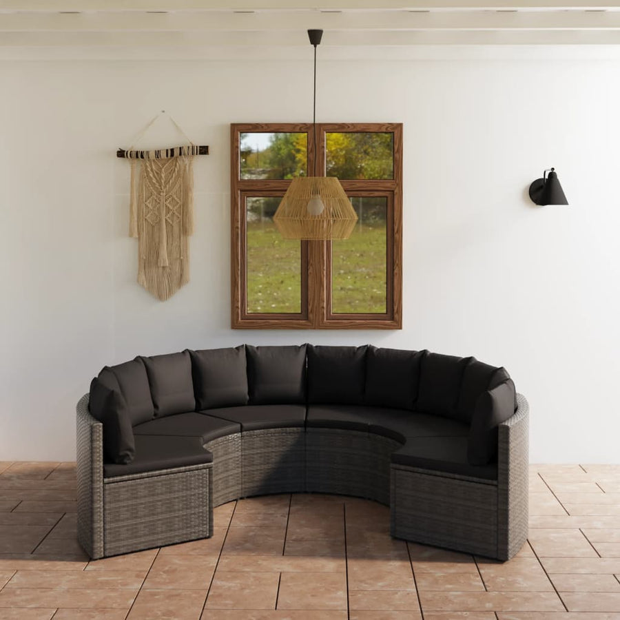 Loungeset Met Kussens Poly Rattan 6 Grijs