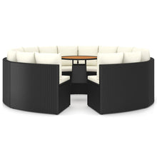 9-Delige Loungeset Met Kussens Poly Rattan 8 Zwart en bruin