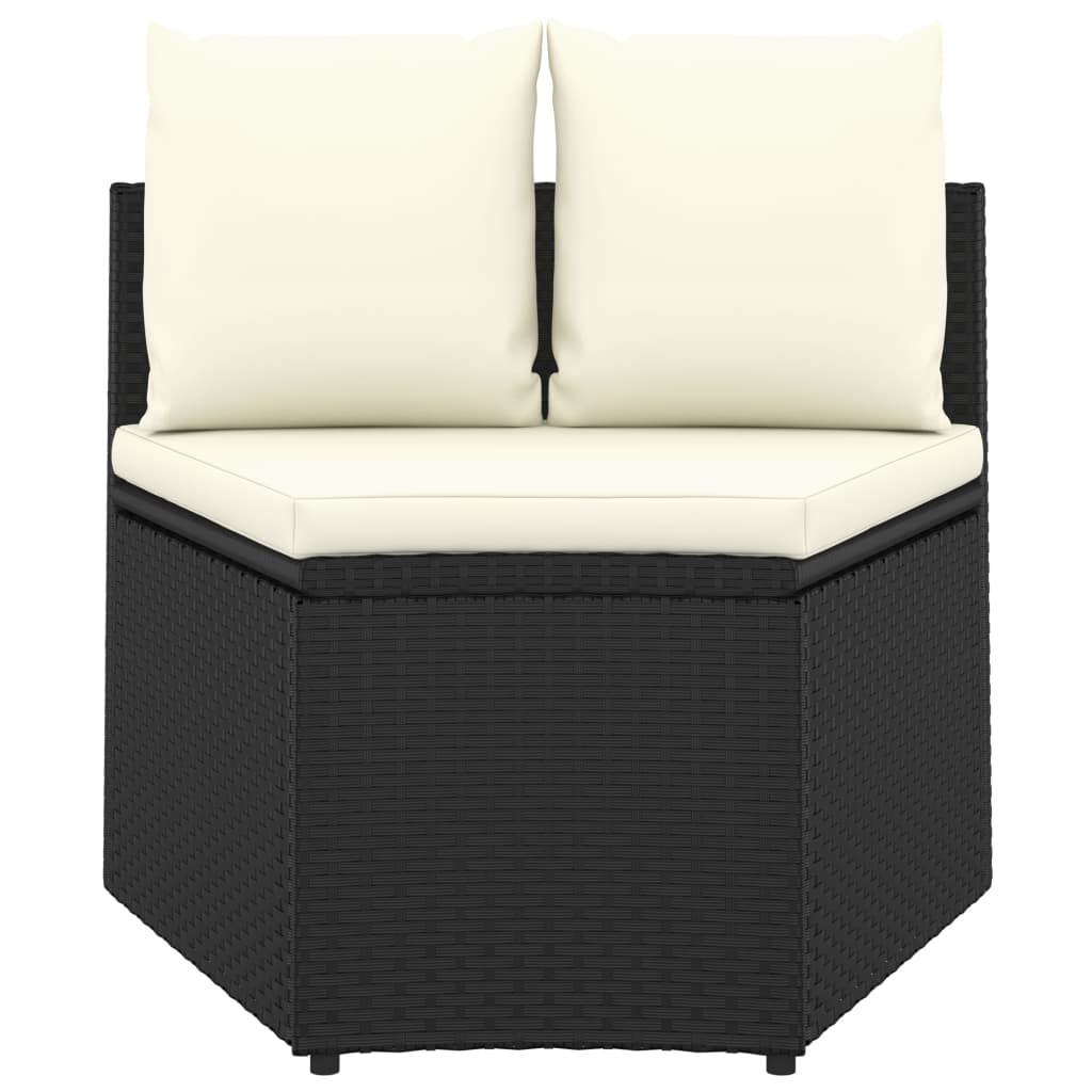 9-Delige Loungeset Met Kussens Poly Rattan 8 Zwart en bruin