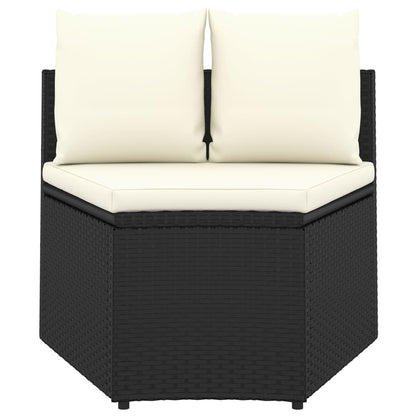 9-Delige Loungeset Met Kussens Poly Rattan 8 Zwart en bruin
