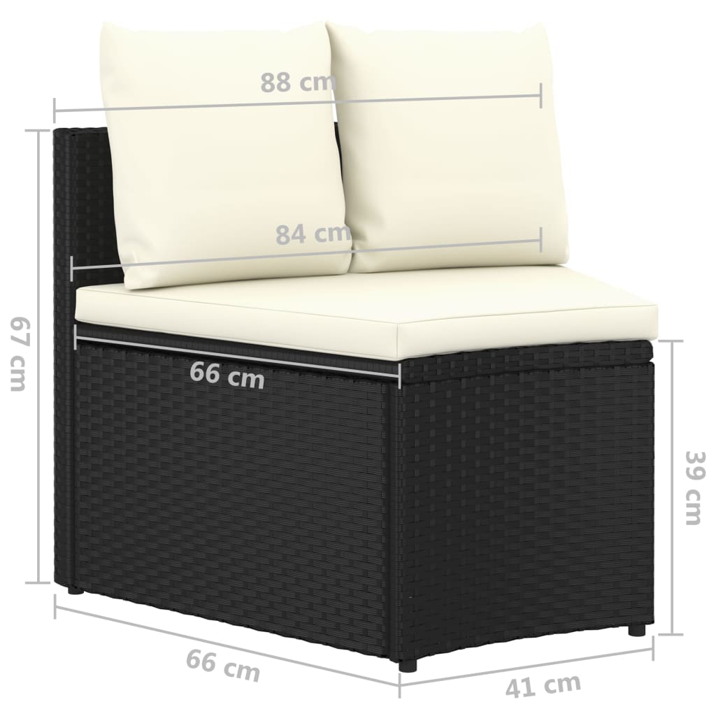 9-Delige Loungeset Met Kussens Poly Rattan 8 Zwart en bruin