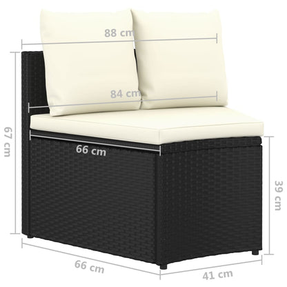 9-Delige Loungeset Met Kussens Poly Rattan 8 Zwart en bruin