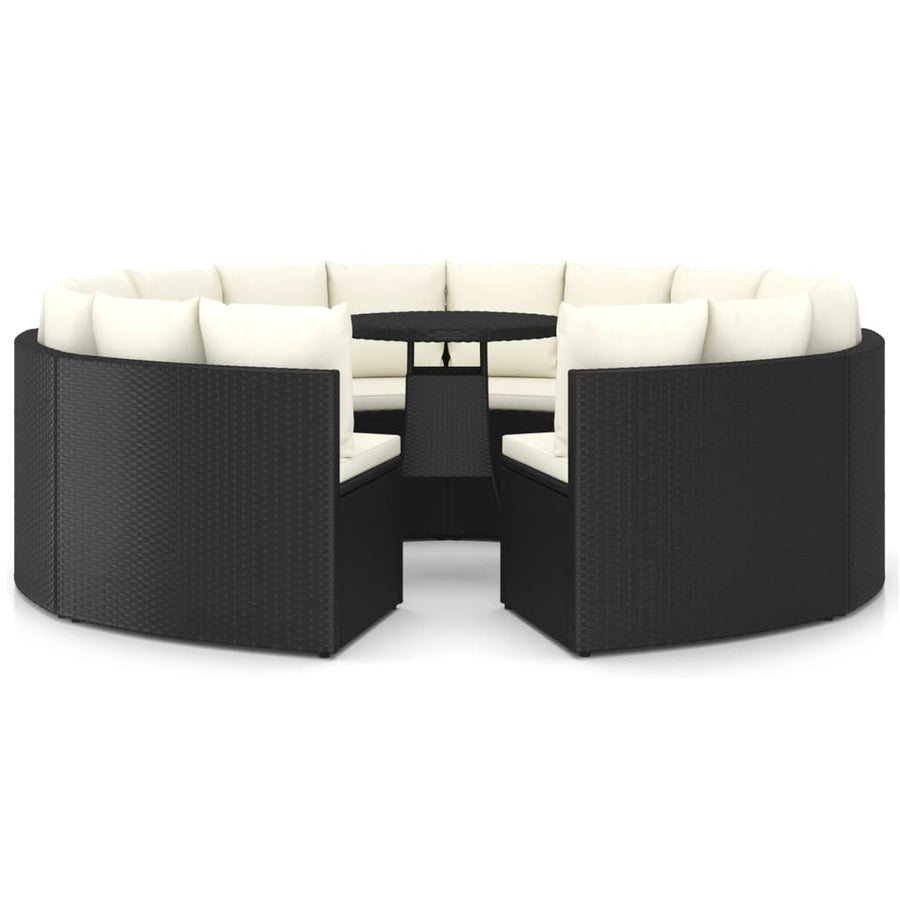 -Delige Loungeset Met Kussens Poly Rattan 9 Zwart