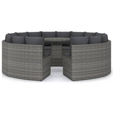 -Delige Loungeset Met Kussens Poly Rattan 9 Grijs