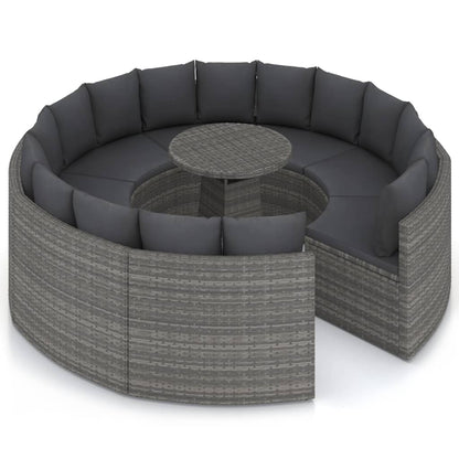 -Delige Loungeset Met Kussens Poly Rattan 9 Grijs