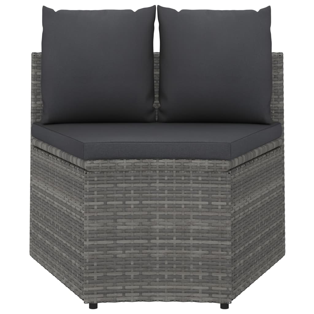-Delige Loungeset Met Kussens Poly Rattan 9 Grijs
