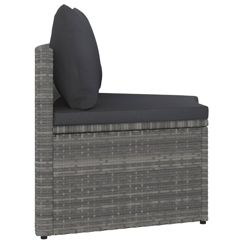-Delige Loungeset Met Kussens Poly Rattan 9 Grijs