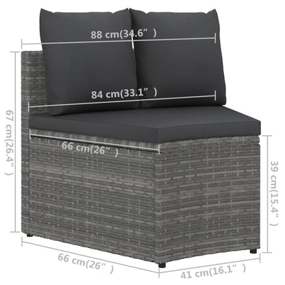 -Delige Loungeset Met Kussens Poly Rattan 9 Grijs