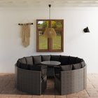 9-piece Loungeset with cushions poly rattan grey