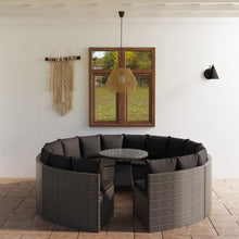 -Delige Loungeset Met Kussens Poly Rattan 9 Grijs