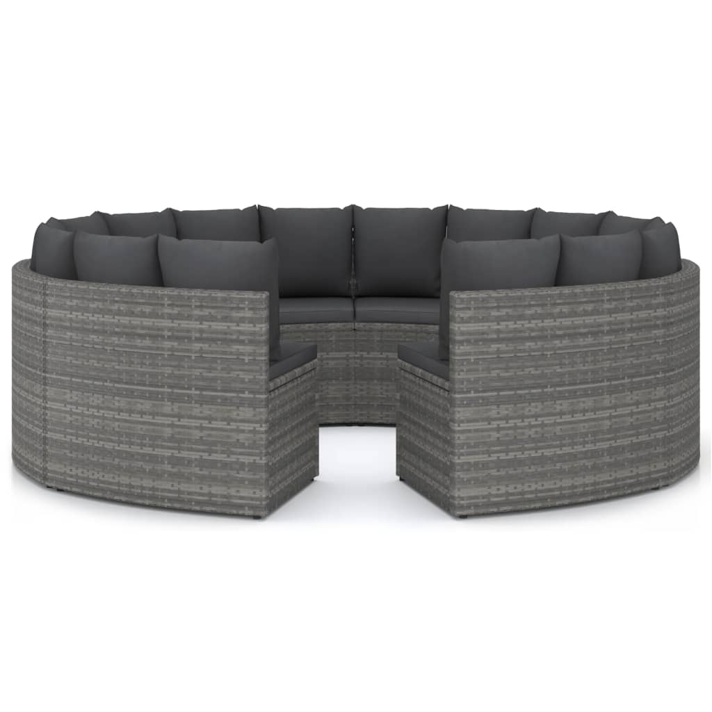 Loungeset Met Kussens Poly Rattan 8 Grijs