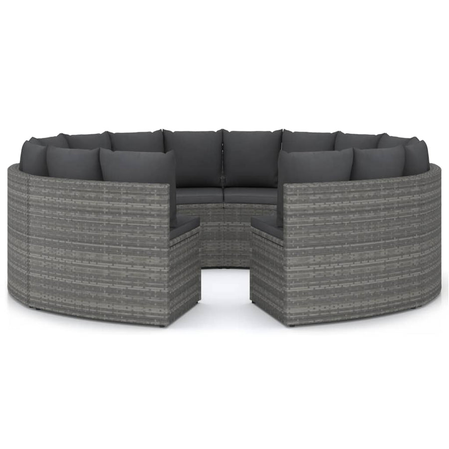 Loungeset Met Kussens Poly Rattan 8 Grijs