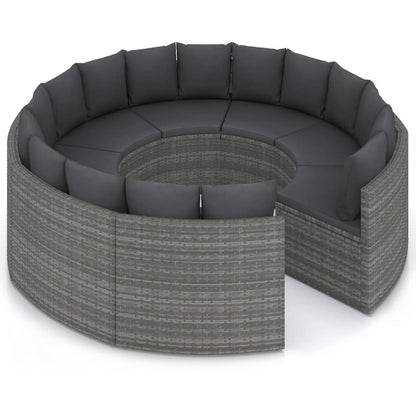 Loungeset Met Kussens Poly Rattan 8 Grijs