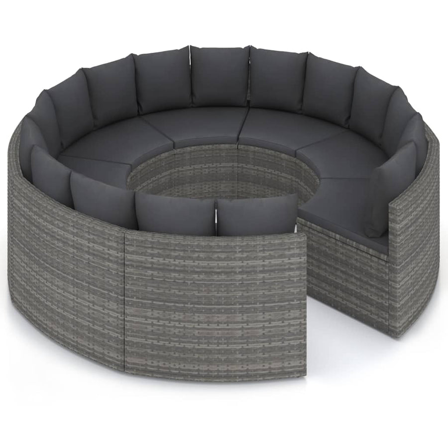 Loungeset Met Kussens Poly Rattan 8 Grijs