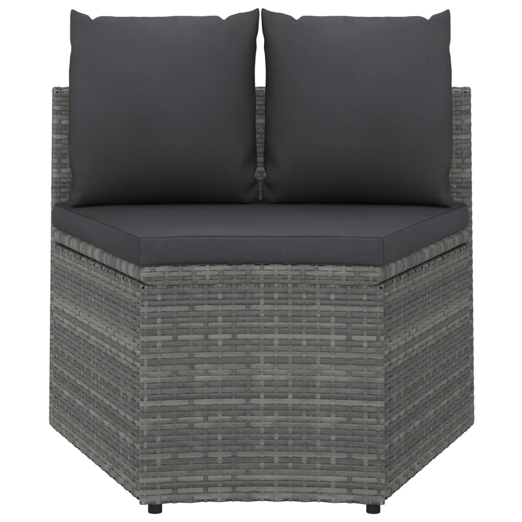 Loungeset Met Kussens Poly Rattan 8 Grijs