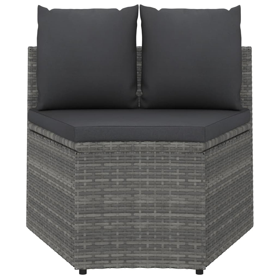 Loungeset Met Kussens Poly Rattan 8 Grijs