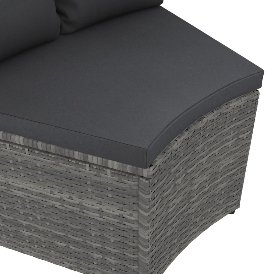 Loungeset Met Kussens Poly Rattan 8 Grijs