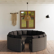 Loungeset 8-delig poly rattan grijs met kussens