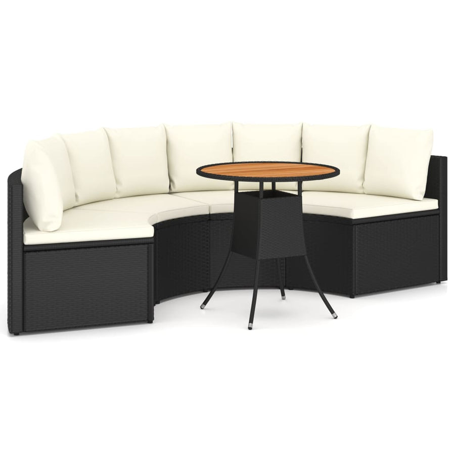 -Delige Loungeset Met Kussens Poly Rattan 5 Zwart en bruin
