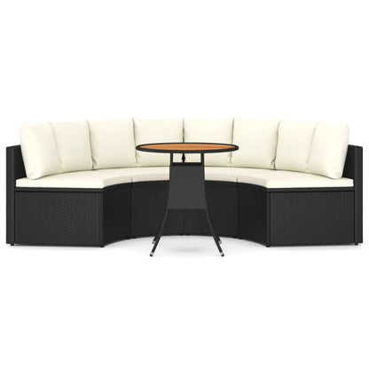 -Delige Loungeset Met Kussens Poly Rattan 5 Zwart en bruin