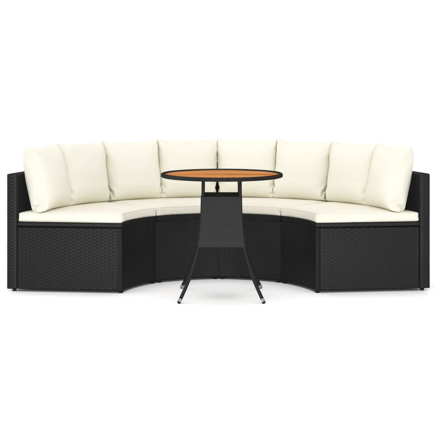 -Delige Loungeset Met Kussens Poly Rattan 5 Zwart en bruin
