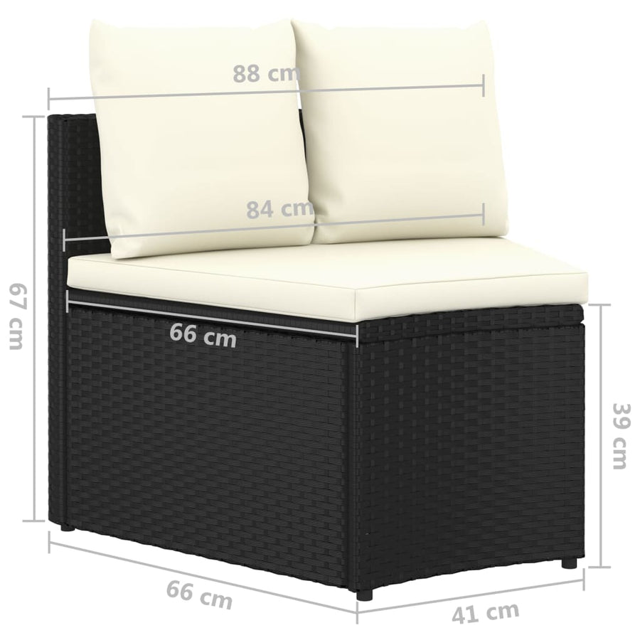 -Delige Loungeset Met Kussens Poly Rattan 5 Zwart en bruin