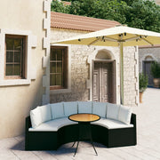 Loungeset 5-delig poly rattan zwart acaciahout