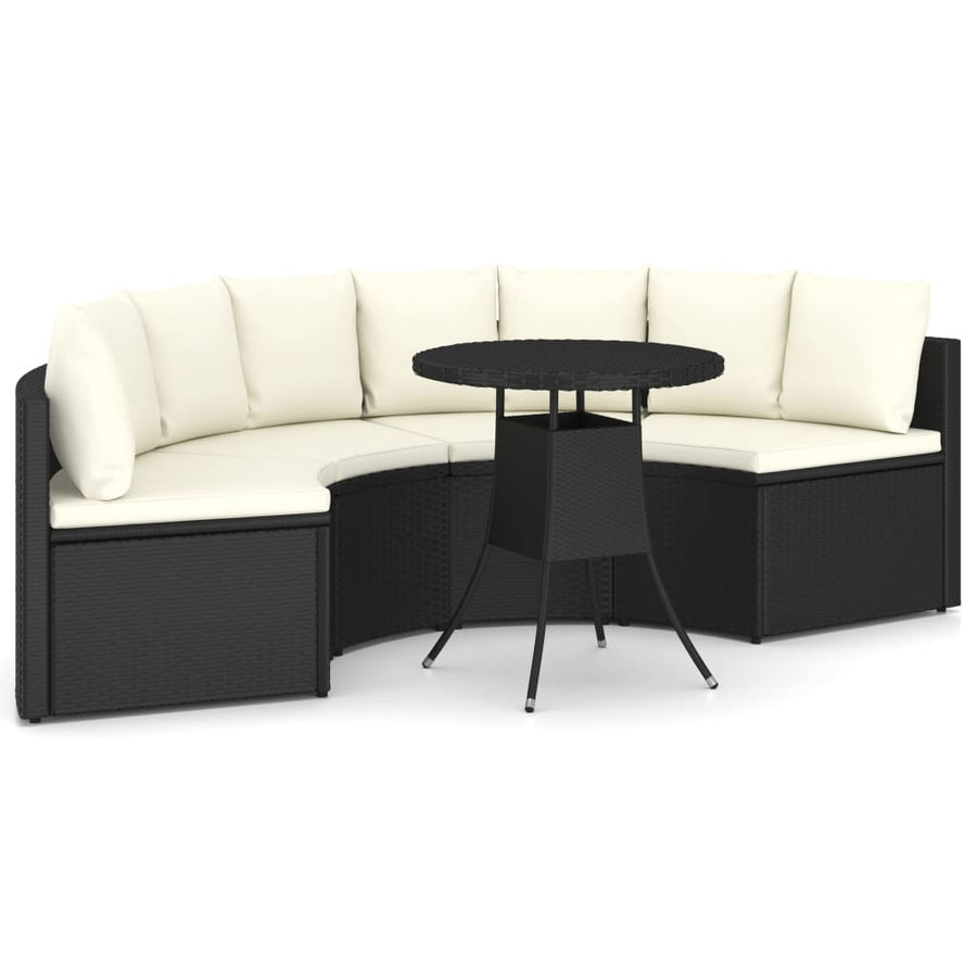-Delige Loungeset Met Kussens Poly Rattan 5 Zwart