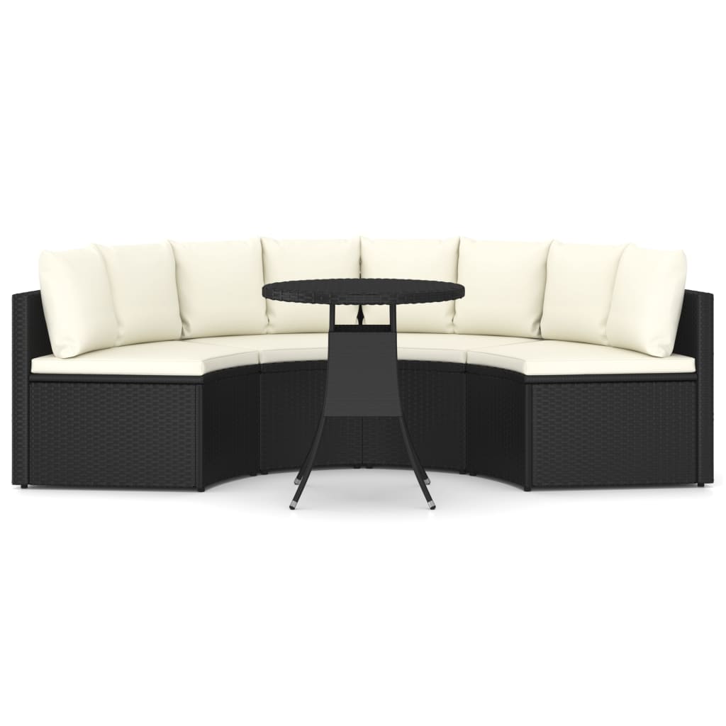 -Delige Loungeset Met Kussens Poly Rattan 5 Zwart