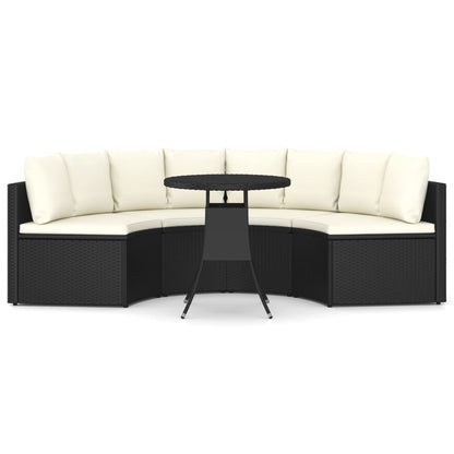-Delige Loungeset Met Kussens Poly Rattan 5 Zwart