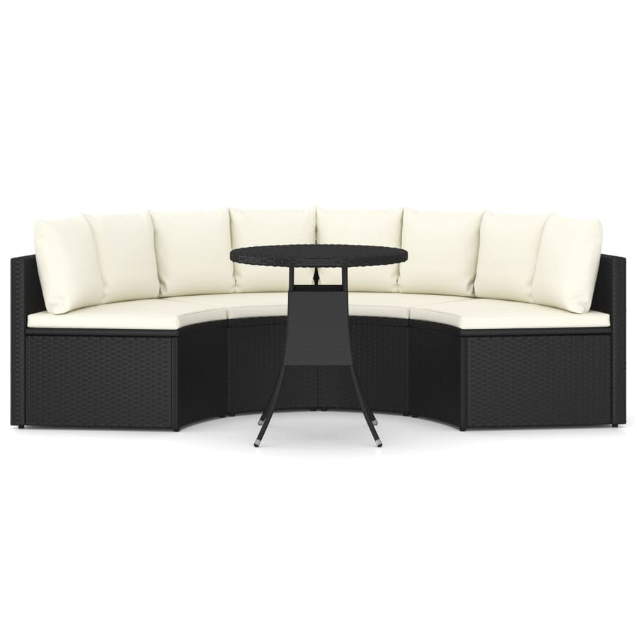 -Delige Loungeset Met Kussens Poly Rattan 5 Zwart