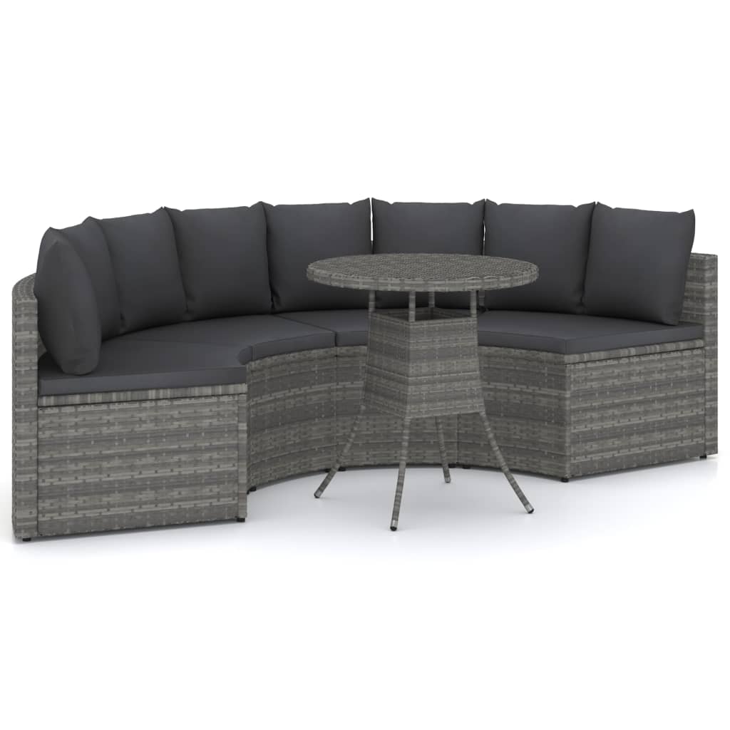 -Delige Loungeset Met Kussens Poly Rattan 5 Grijs