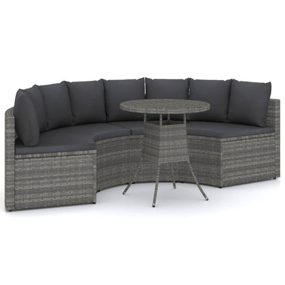 -Delige Loungeset Met Kussens Poly Rattan 5 Grijs