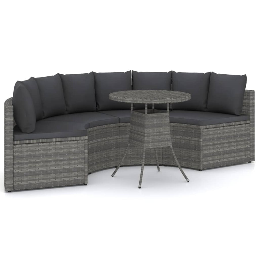 -Delige Loungeset Met Kussens Poly Rattan 5 Grijs