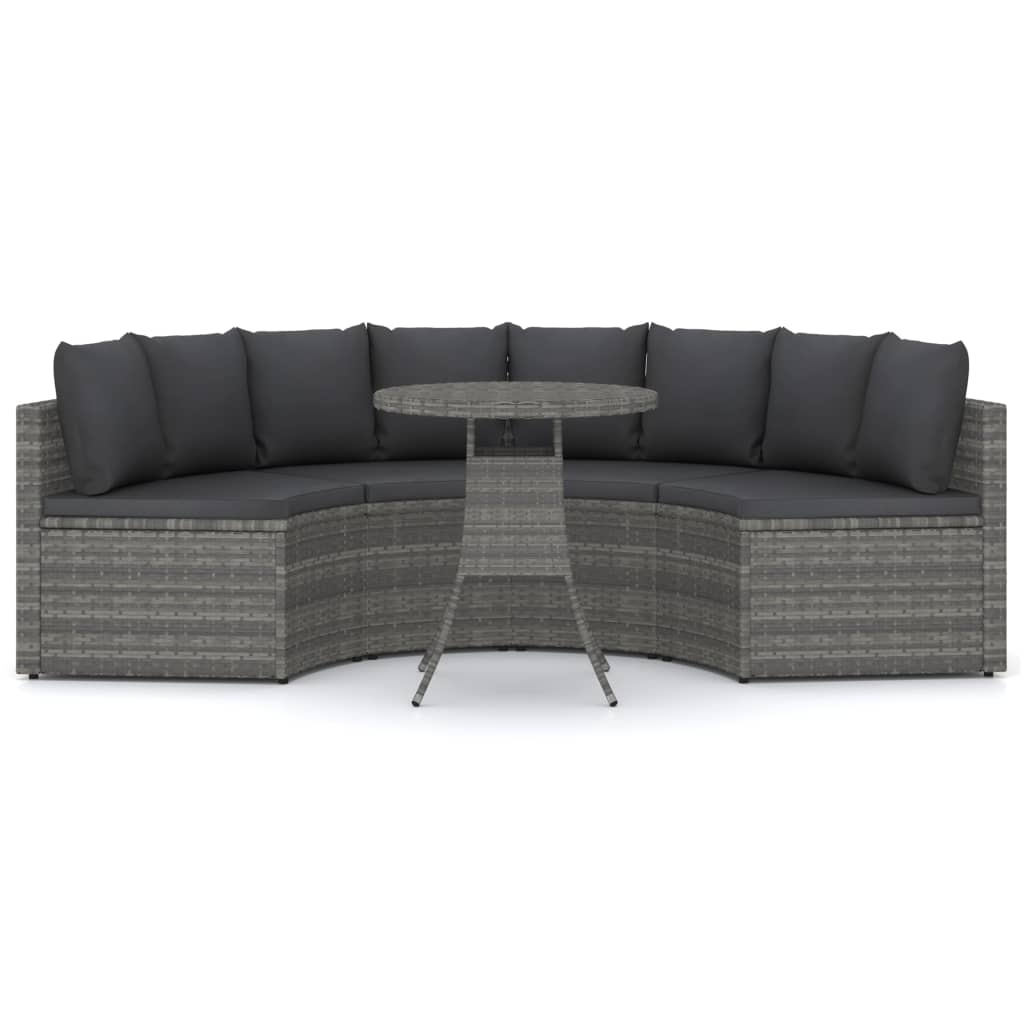 -Delige Loungeset Met Kussens Poly Rattan 5 Grijs
