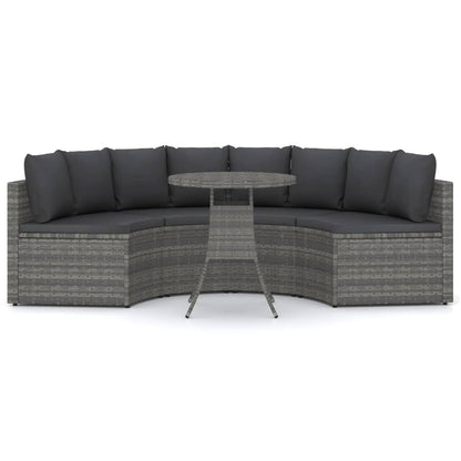 -Delige Loungeset Met Kussens Poly Rattan 5 Grijs