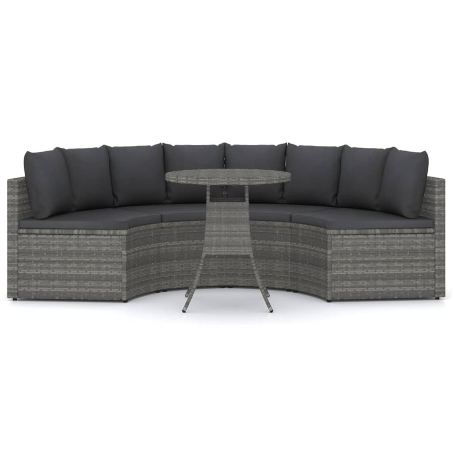 -Delige Loungeset Met Kussens Poly Rattan 5 Grijs