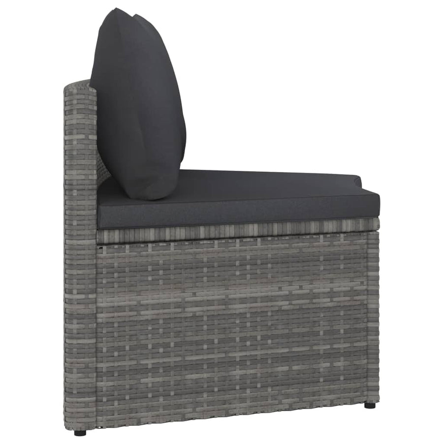 -Delige Loungeset Met Kussens Poly Rattan 5 Grijs