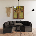 5-piece Loungeset with cushions poly rattan grey