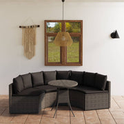 Loungeset 5-delig poly rattan grijs