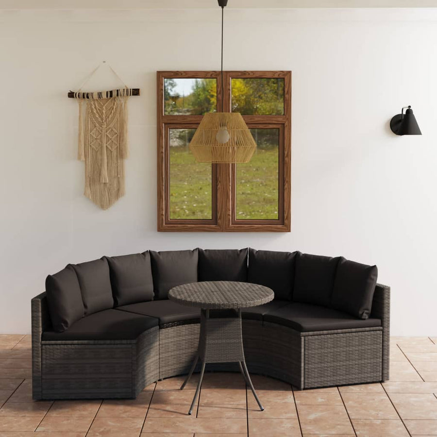 -Delige Loungeset Met Kussens Poly Rattan 5 Grijs