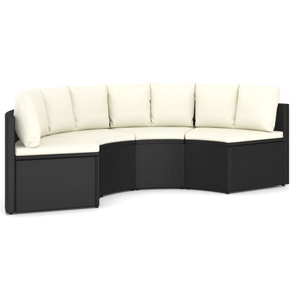 -Delige Loungeset Met Kussens Poly Rattan 4 Zwart