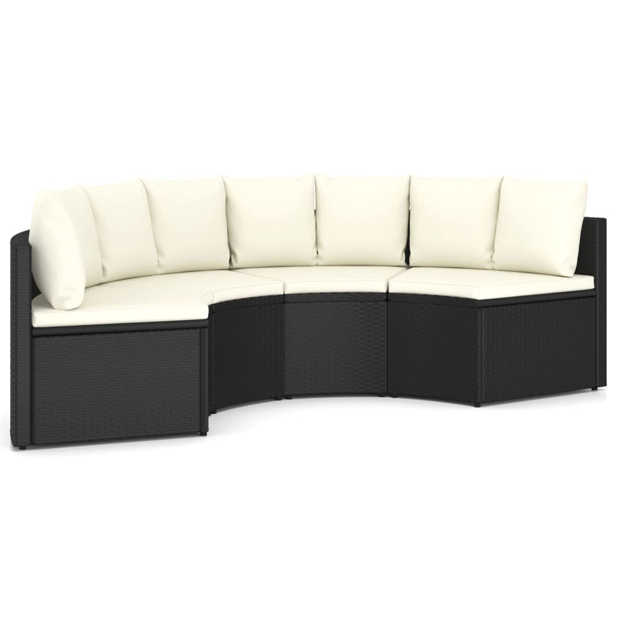 -Delige Loungeset Met Kussens Poly Rattan 4 Zwart