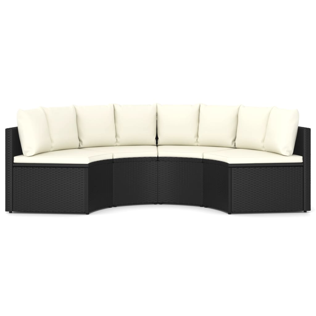-Delige Loungeset Met Kussens Poly Rattan 4 Zwart