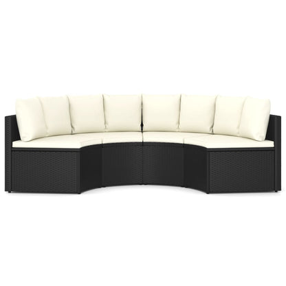 -Delige Loungeset Met Kussens Poly Rattan 4 Zwart