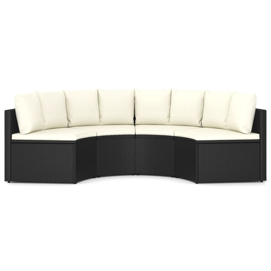 -Delige Loungeset Met Kussens Poly Rattan 4 Zwart