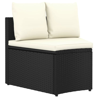 -Delige Loungeset Met Kussens Poly Rattan 4 Zwart