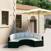 4-piece Loungeset with cushions poly rattan black