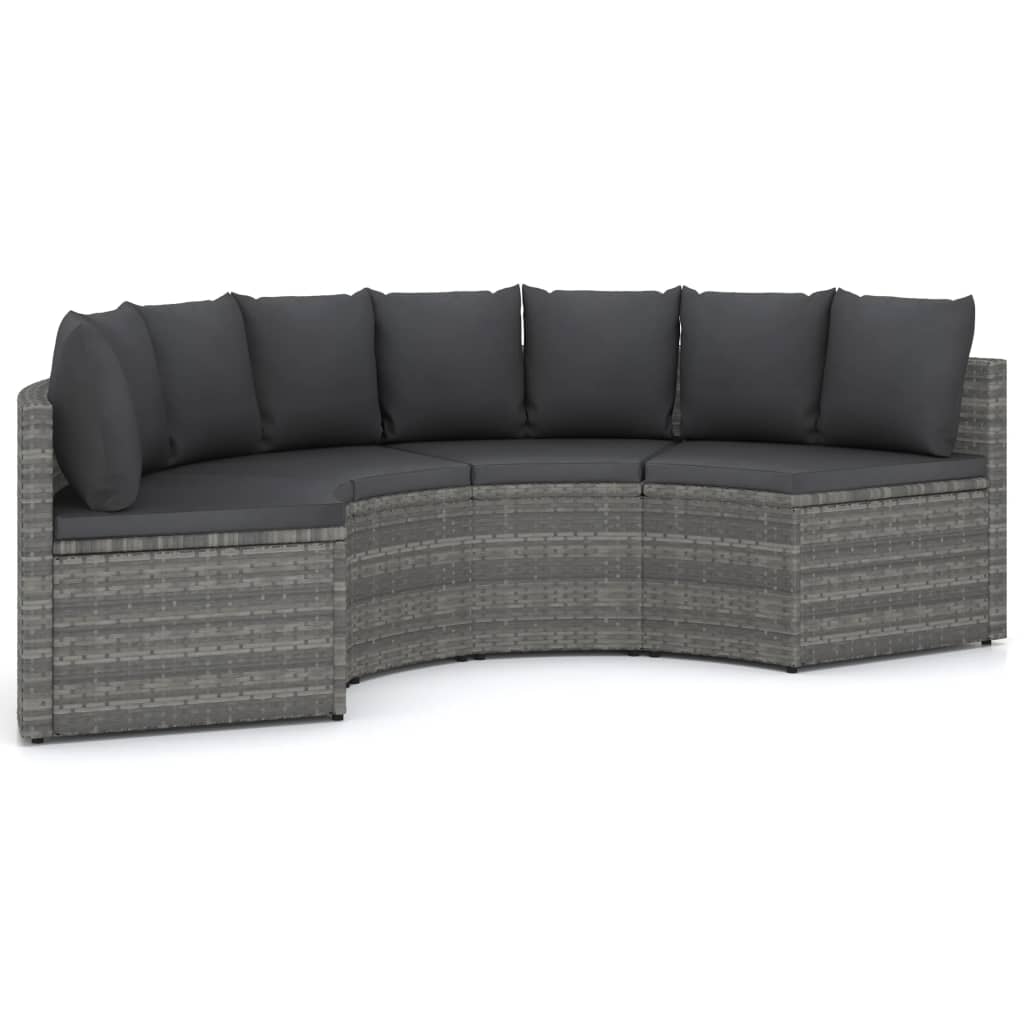 Loungeset Met Kussens Poly Rattan 4 Grijs