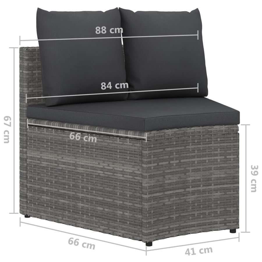Loungeset Met Kussens Poly Rattan 4 Grijs